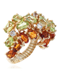 Peridot, Madeira Citrine and White Topaz Cluster Ring