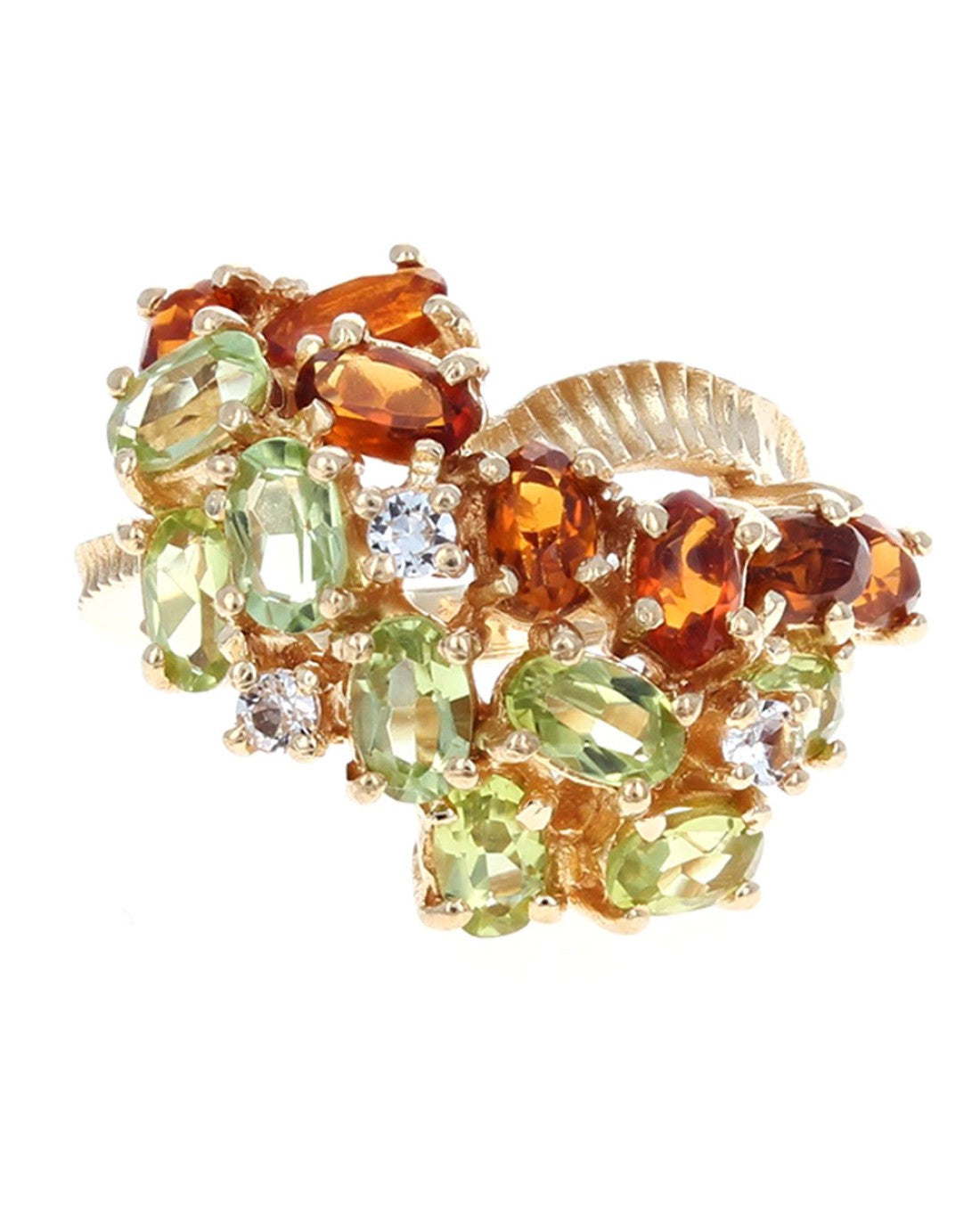 Peridot, Madeira Citrine and White Topaz Cluster Ring