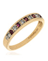 Alternating Ruby and Diamond Tapered Band in Yellow Gold