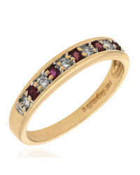Alternating Ruby and Diamond Tapered Band in Yellow Gold