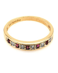 Alternating Ruby and Diamond Tapered Band in Yellow Gold