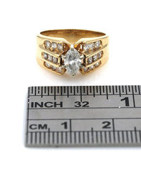 3 Row Diamond Ring in Yellow Gold