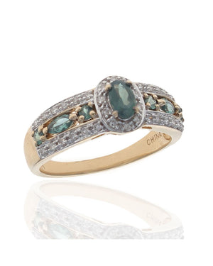Chrysoberyl and Diamond Halo Ring