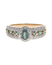 Chrysoberyl and Diamond Halo Ring