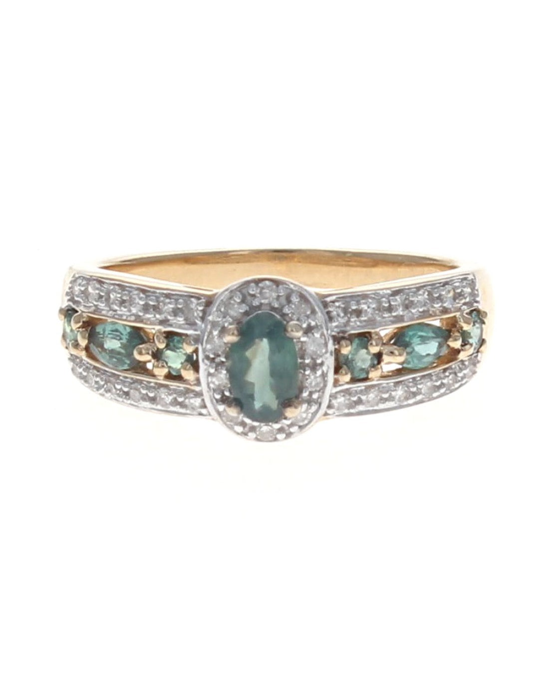 Chrysoberyl and Diamond Halo Ring