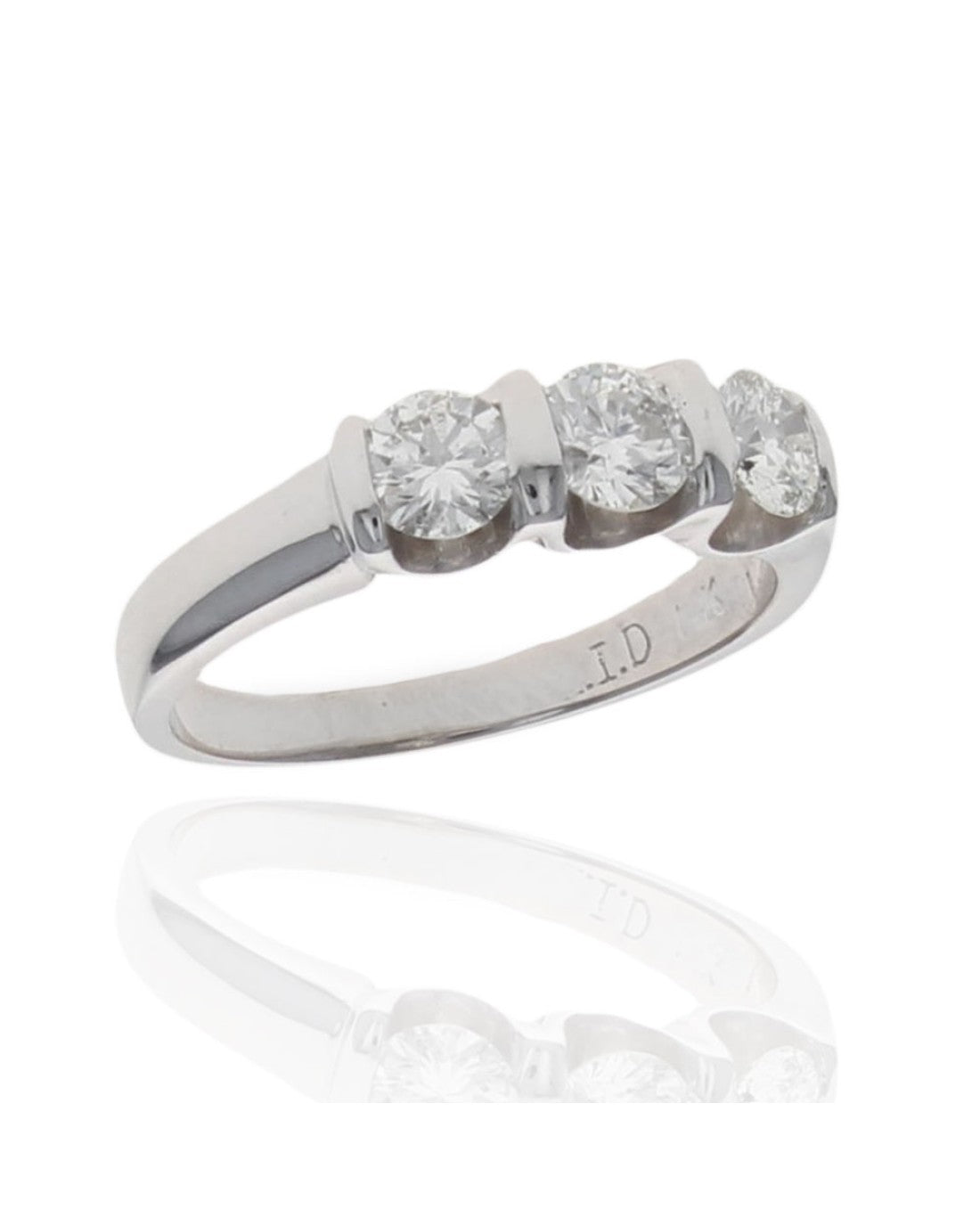 3 Stone Diamond Band in White Gold