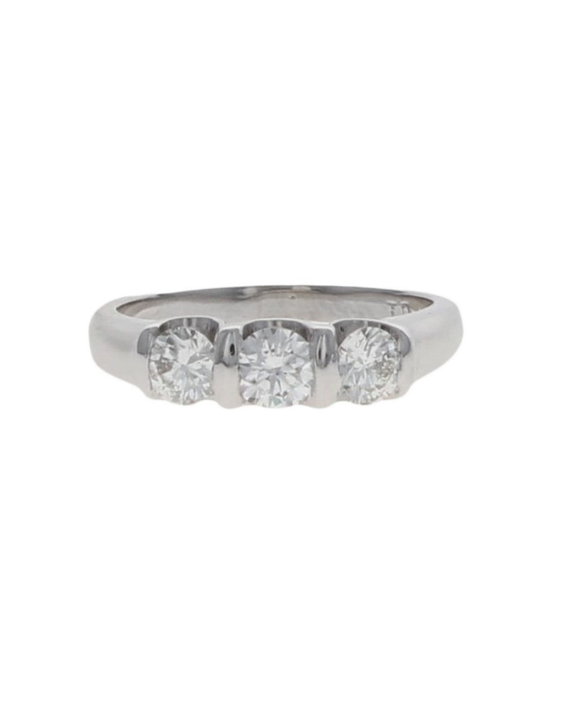3 Stone Diamond Band in White Gold
