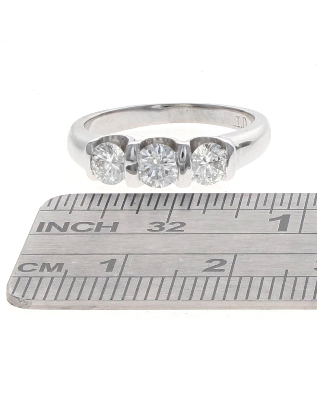 3 Stone Diamond Band in White Gold