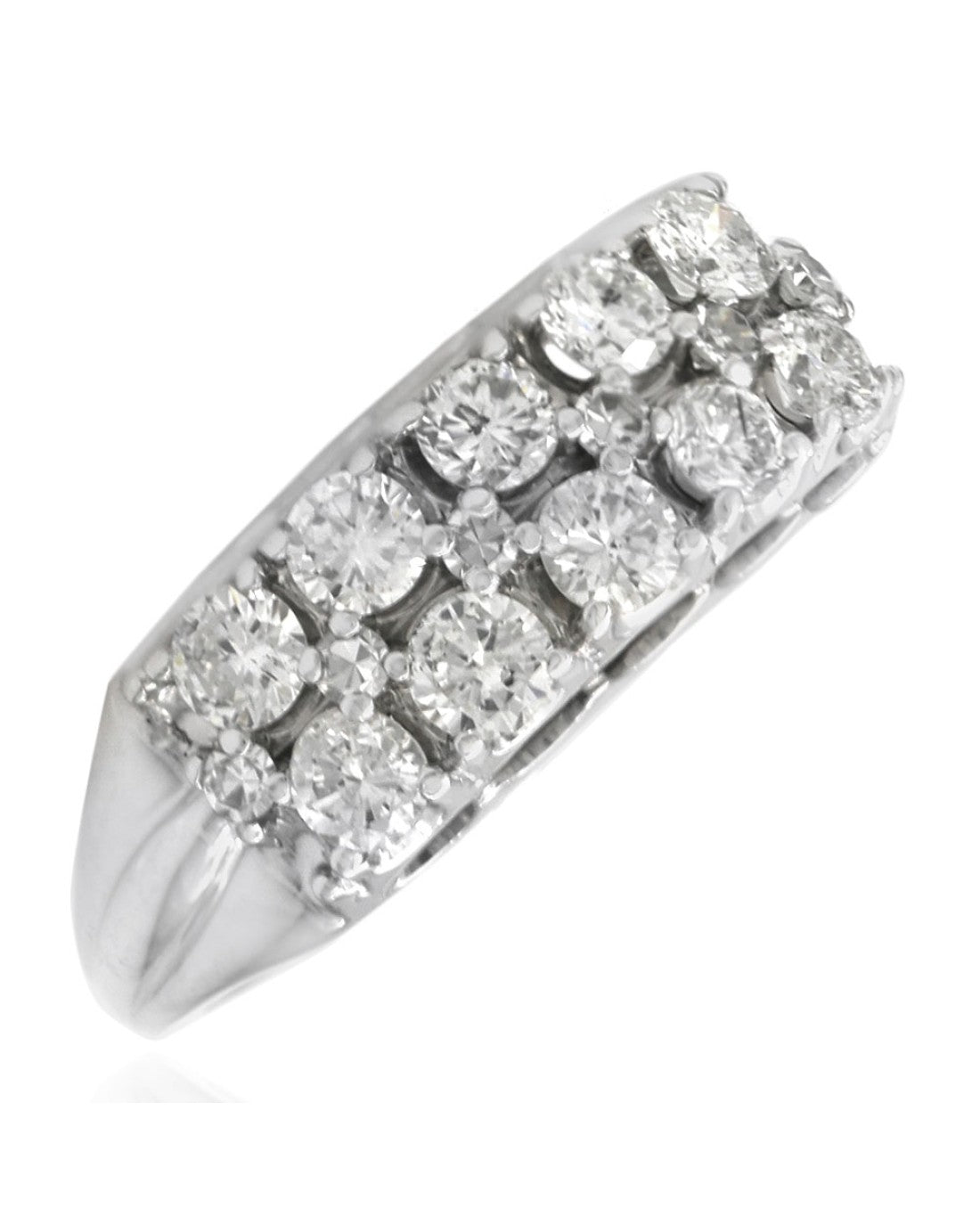 2 Row Diamond Ring in White Gold