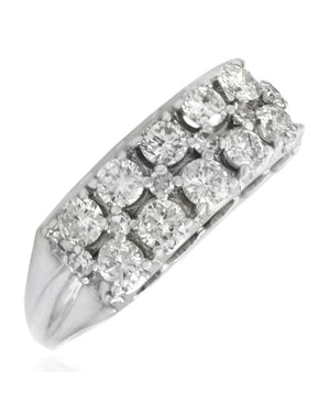 2 Row Diamond Ring in White Gold