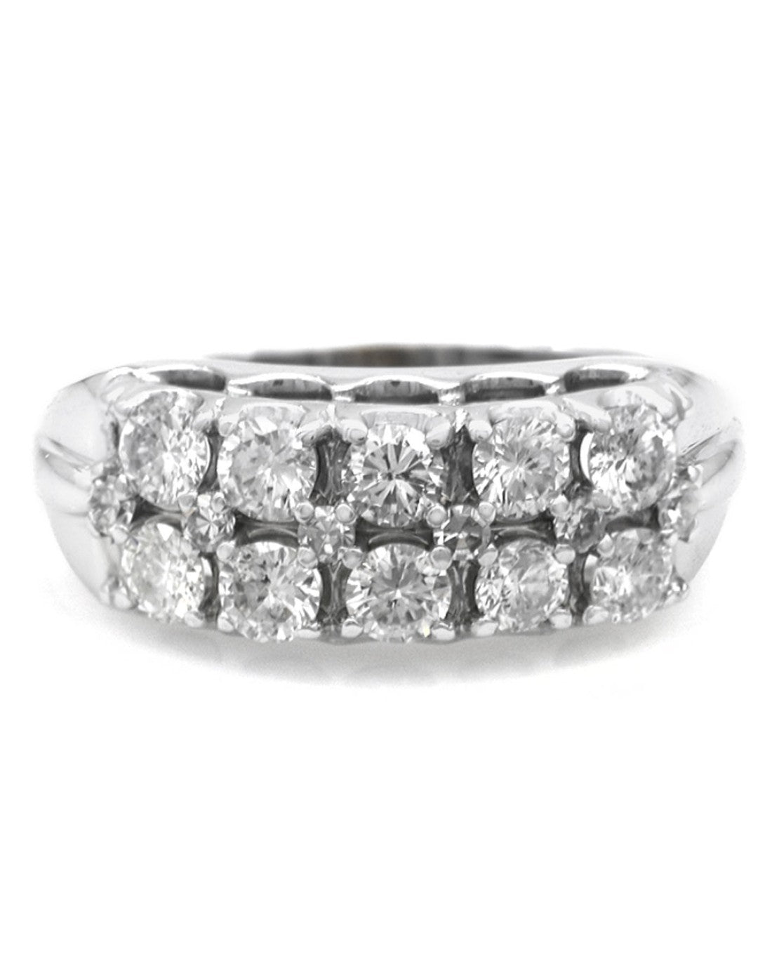 2 Row Diamond Ring in White Gold