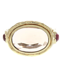 Rock Crystal Quartz and Pink Tourmaline Ring