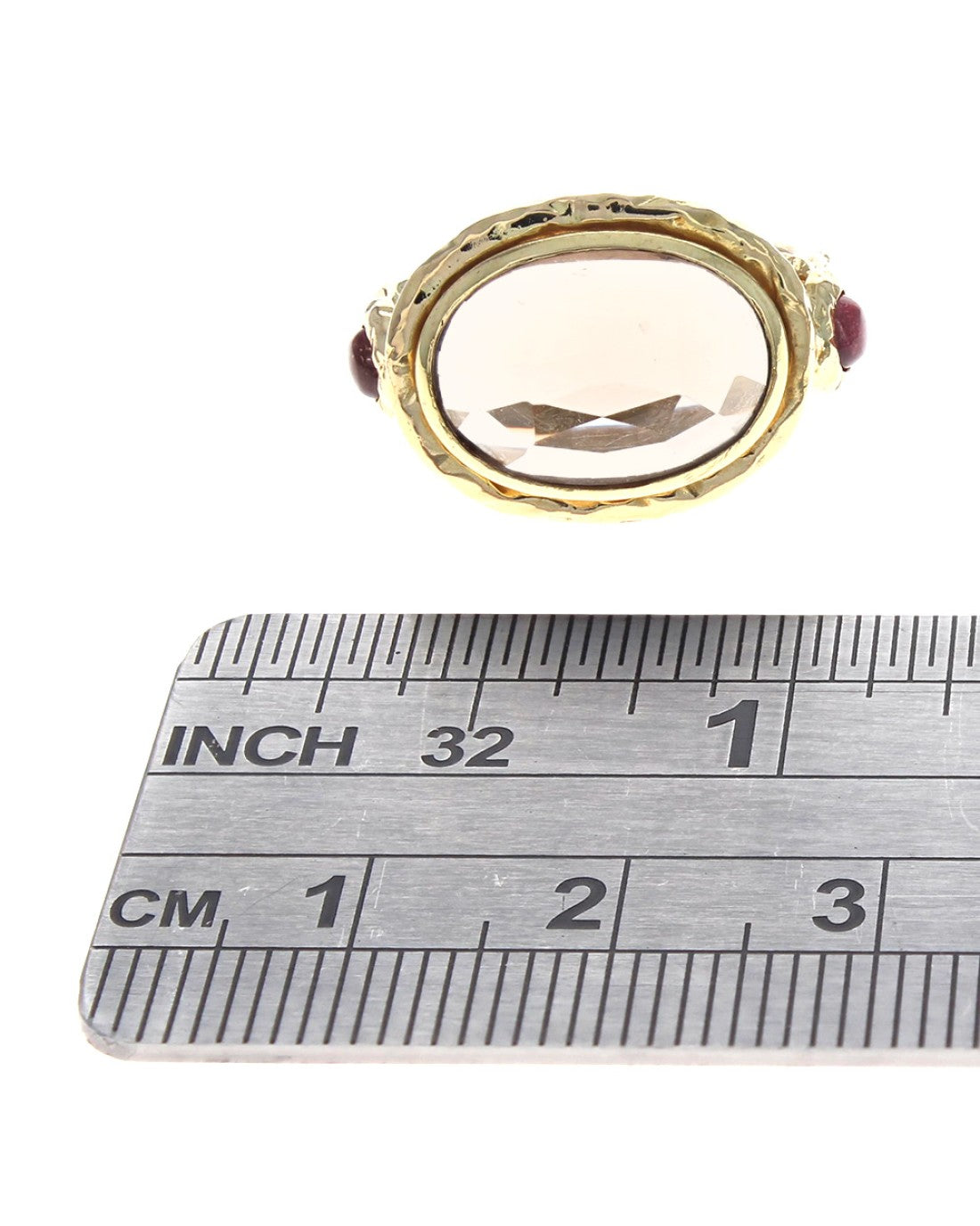 Rock Crystal Quartz and Pink Tourmaline Ring