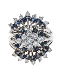 Diamond and Blue Sapphire Cluster Ring