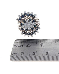 Diamond and Blue Sapphire Cluster Ring