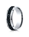 Gentlemen's Black Carbon Fiber Beveled Edge Comfort Fit Band in Tungsten