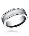 Gentlemen's Fluted Edge Comfort Fit Band in White Cobalt