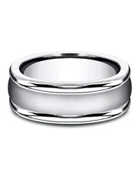 Gentlemen's Fluted Edge Comfort Fit Band in White Cobalt