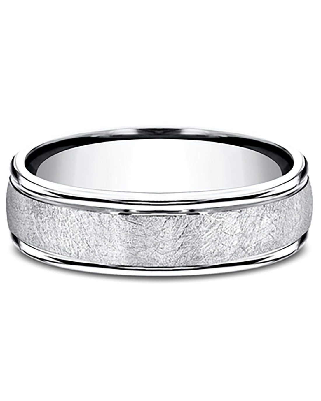 Gentlemen's Fluted Edge Comfort Fit Band in White Cobalt