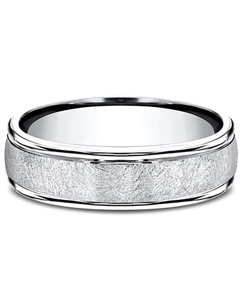 Gentlemen's Fluted Edge Comfort Fit Band in White Cobalt