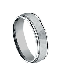 Gentlemen's Hammered Fluted Edge Comfort Fit Band in Grey Titanium