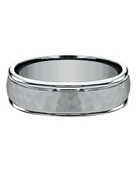 Gentlemen's Hammered Fluted Edge Comfort Fit Band in Grey Titanium