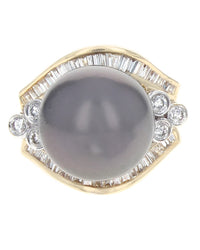 Tahitian Black Pearl and Diamond Ring