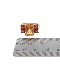 Citrine and Malaysian Garnet Ring in Yellow Gold