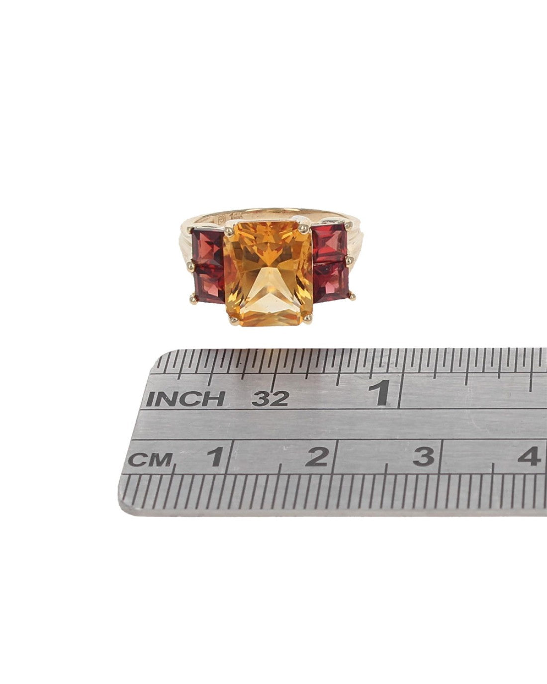 Citrine and Malaysian Garnet Ring in Yellow Gold