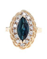 Marquise Sapphire and Diamond Halo Ring