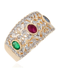 Sapphire, Ruby, Emerald and Diamond Pave Band