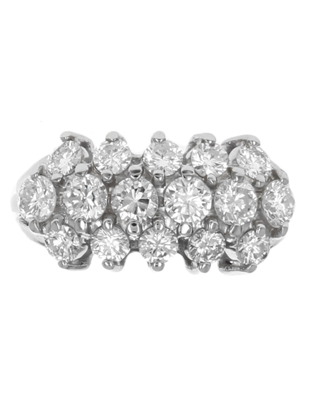 3 Row Diamond 0pen Shank Ring