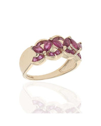Marquise and Round Ruby Scalloped Ring