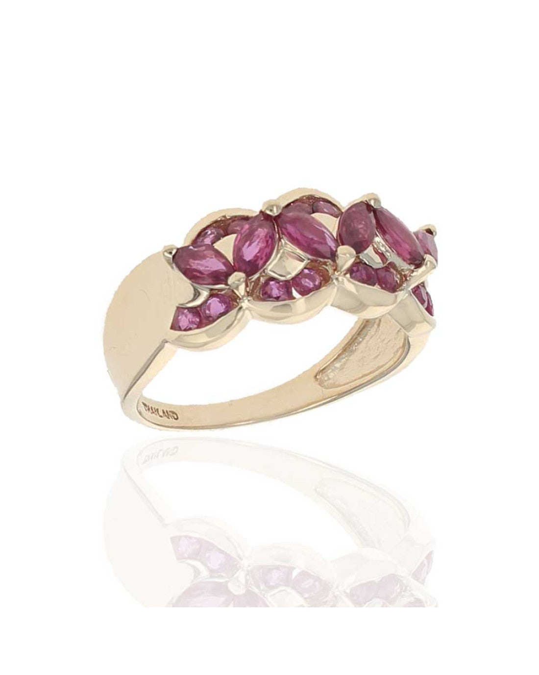 Marquise and Round Ruby Scalloped Ring