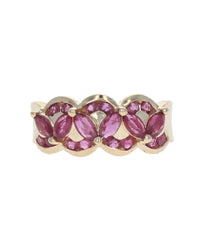 Marquise and Round Ruby Scalloped Ring