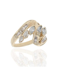 Diamond Bypass Fashion Ring in Yellow Gold