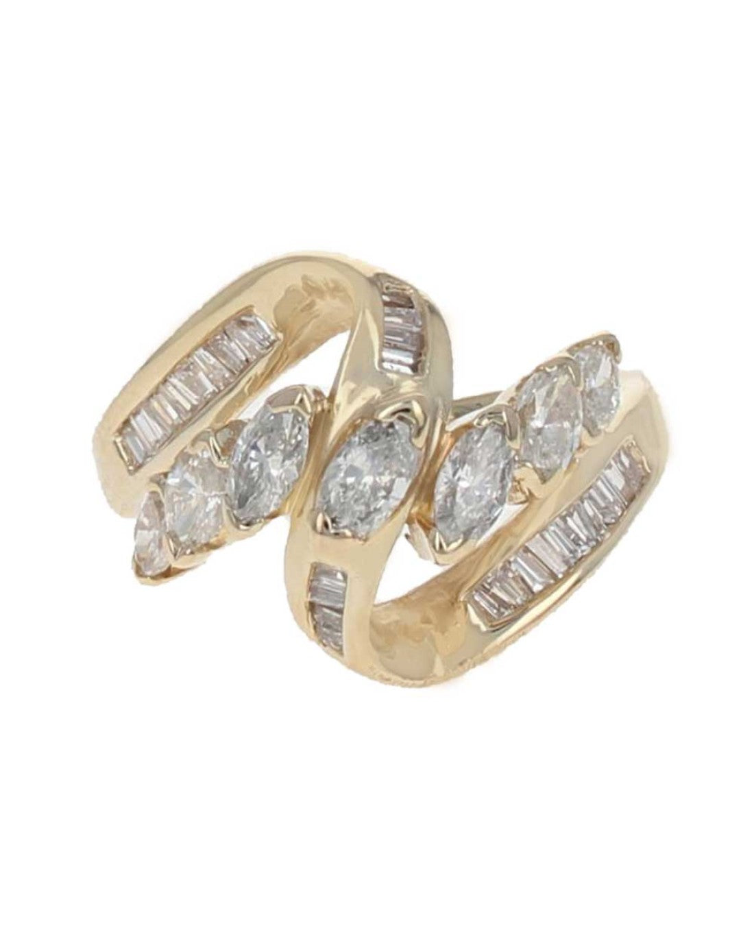 Diamond Bypass Fashion Ring in Yellow Gold