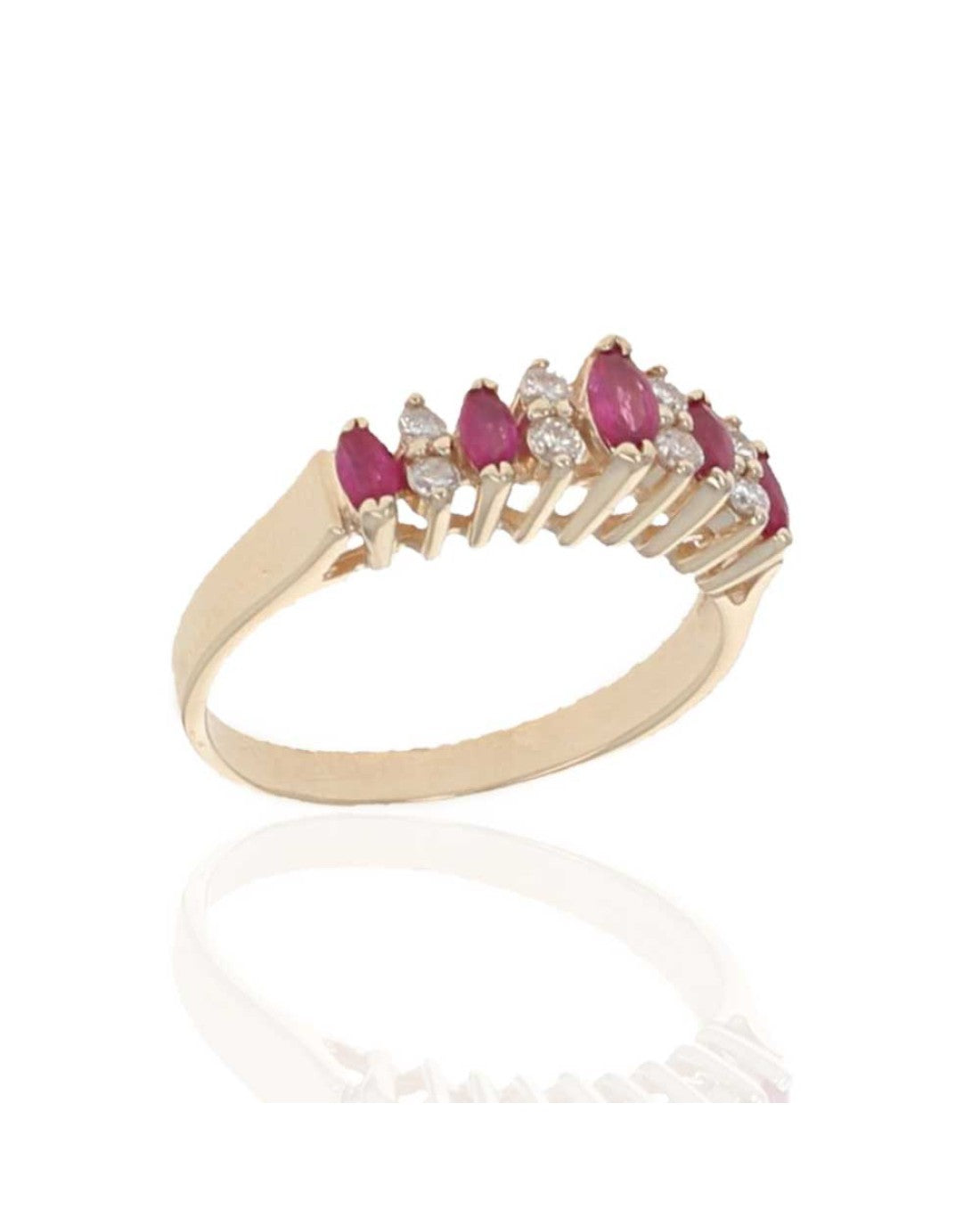 Alternating Ruby and Diamond Ring in Yellow Gold