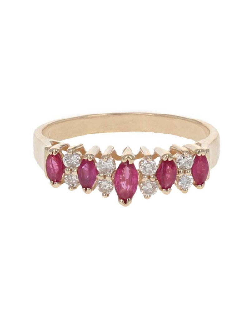 Alternating Ruby and Diamond Ring in Yellow Gold