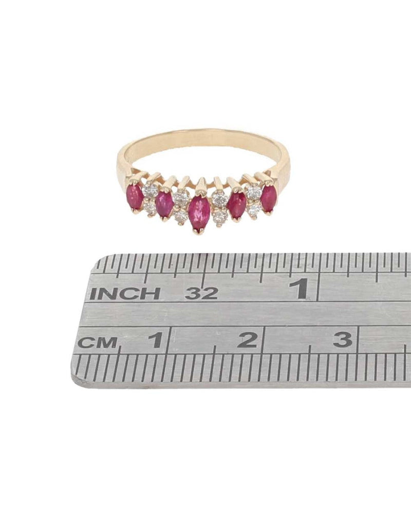 Alternating Ruby and Diamond Ring in Yellow Gold