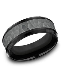 Gentlemen's Hammered Center Comfort Fit Band in Titanium and Tantalum