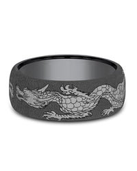 Gentlemen's Chinese Dragon European Comfort Fit Band in Darkened Tantalum