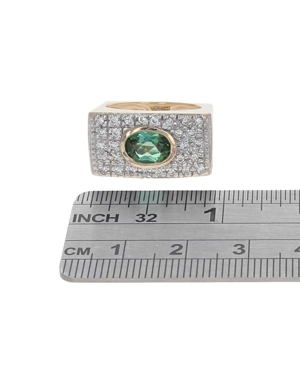 Green Tourmaline and Diamond Pave Ring