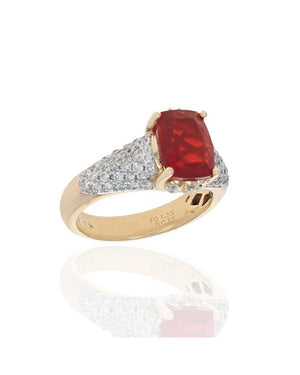 Mexican Fire Opal and Diamond Pave Ring