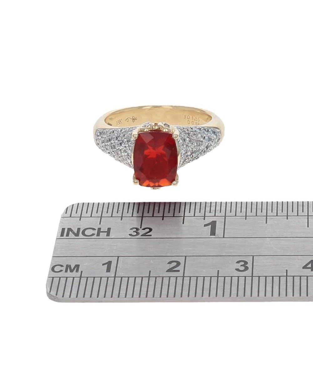 Mexican Fire Opal and Diamond Pave Ring