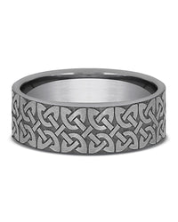 Gentlemen's Quaternary Knot Straight Edge Comfort Fit Band in Grey Tantalum