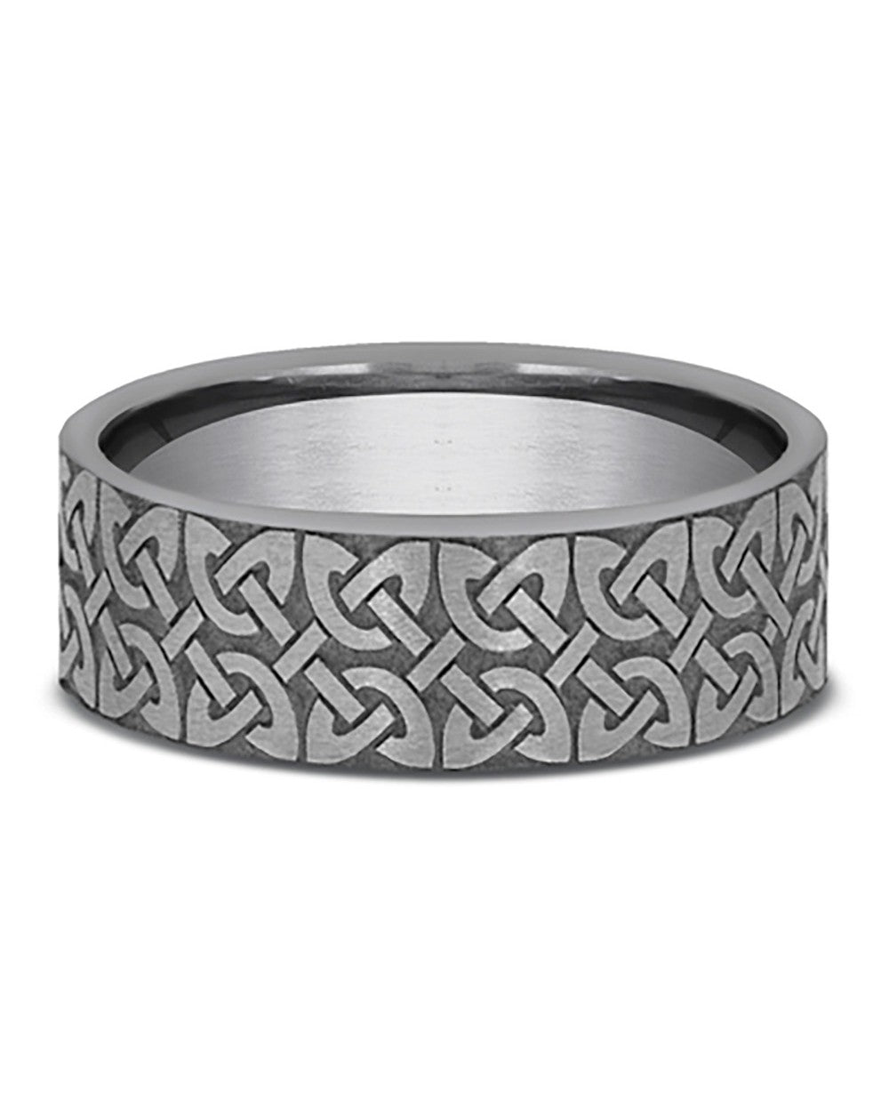 Gentlemen's Quaternary Knot Straight Edge Comfort Fit Band in Grey Tantalum