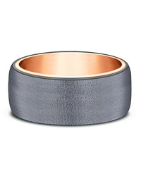 Gentlemen's Comfort Fit Band in Rose Gold and Darkened Grey Tantalum