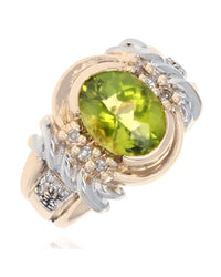 Oval Peridot and Diamond Accent Ring