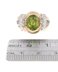 Oval Peridot and Diamond Accent Ring